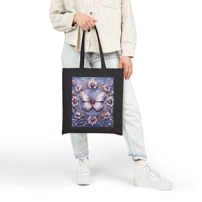 Butterfly Floral Cotton Canvas Tote Bag, Eco-Friendly Shopping, Gift for Her, Nature Lover, Reusable Bag, Boho Style