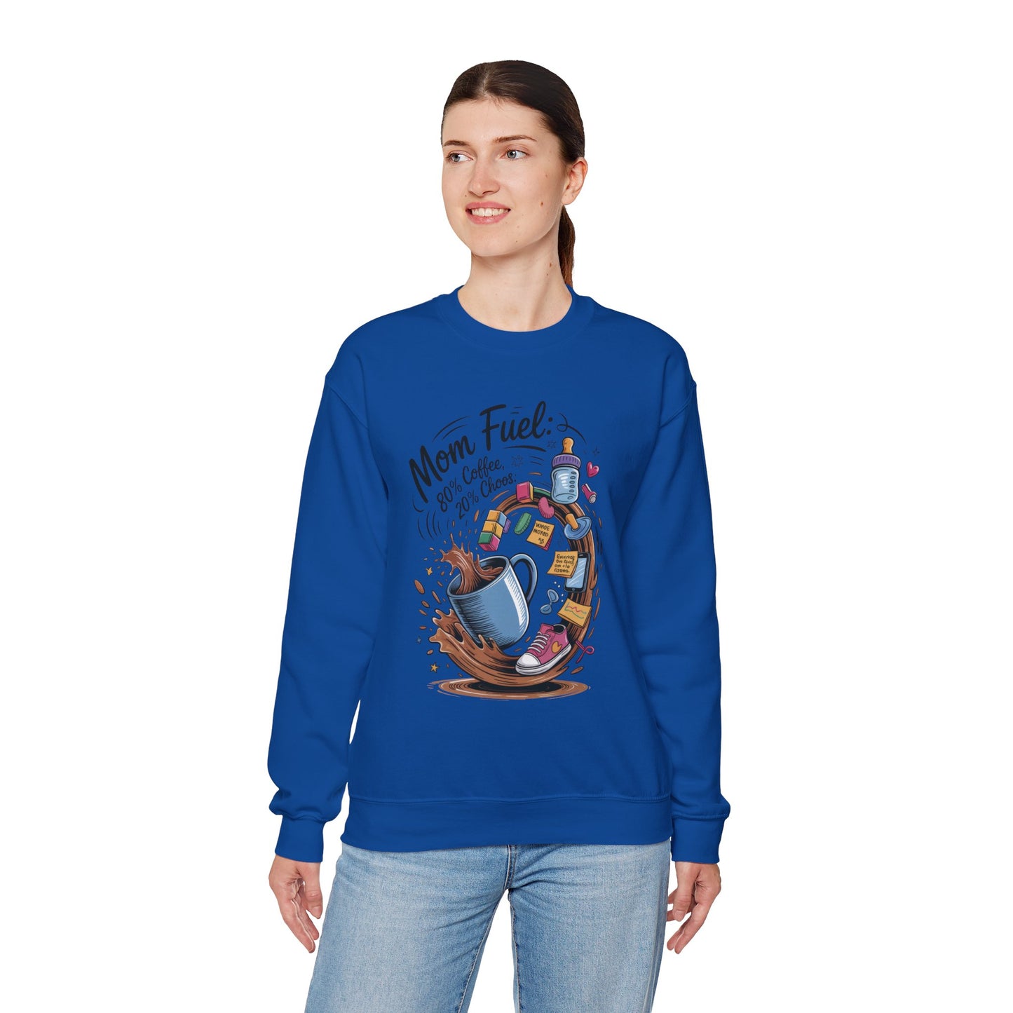 Mom Fuel Unisex Crewneck Sweatshirt, Perfect for Coffee Lovers, Gifts for Moms, Cozy Casual Wear, Funny Graphic Sweatshirt, Mother's Day