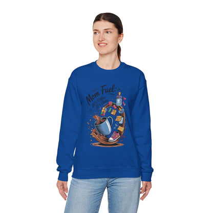 Mom Fuel Unisex Crewneck Sweatshirt, Perfect for Coffee Lovers, Gifts for Moms, Cozy Casual Wear, Funny Graphic Sweatshirt, Mother's Day