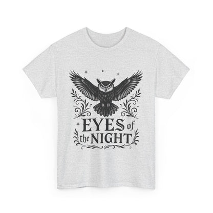 Cool Owl Graphic Unisex Heavy Cotton Tee, Flying Owl Art T-Shirt, Animal Print Tee, Gothic Bird Graphic Tee, Mens Gothic Style Shirt