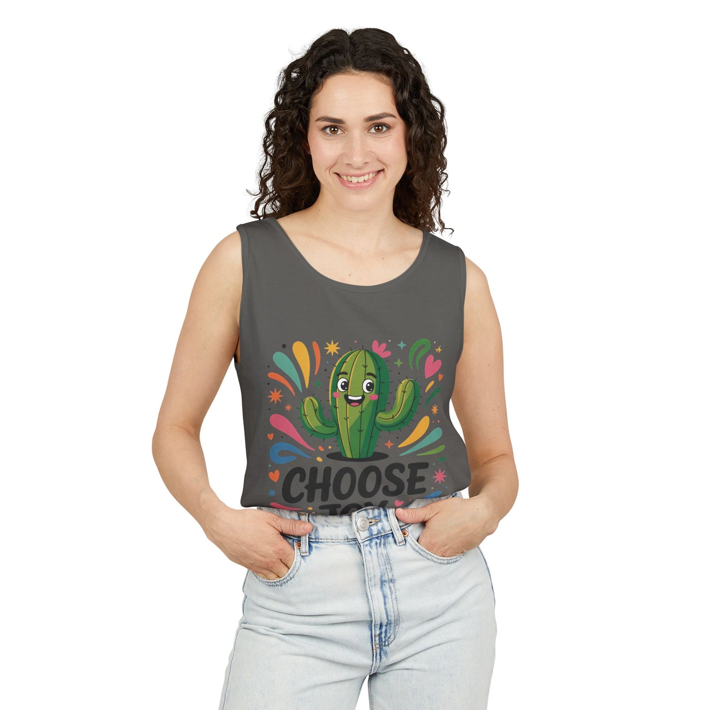 Joyful Cactus Womens Tank Top, Choose Joy Always, Summer Tank, Casual Wear, Gift for Friends, Trendy Top, Vacation Outfit