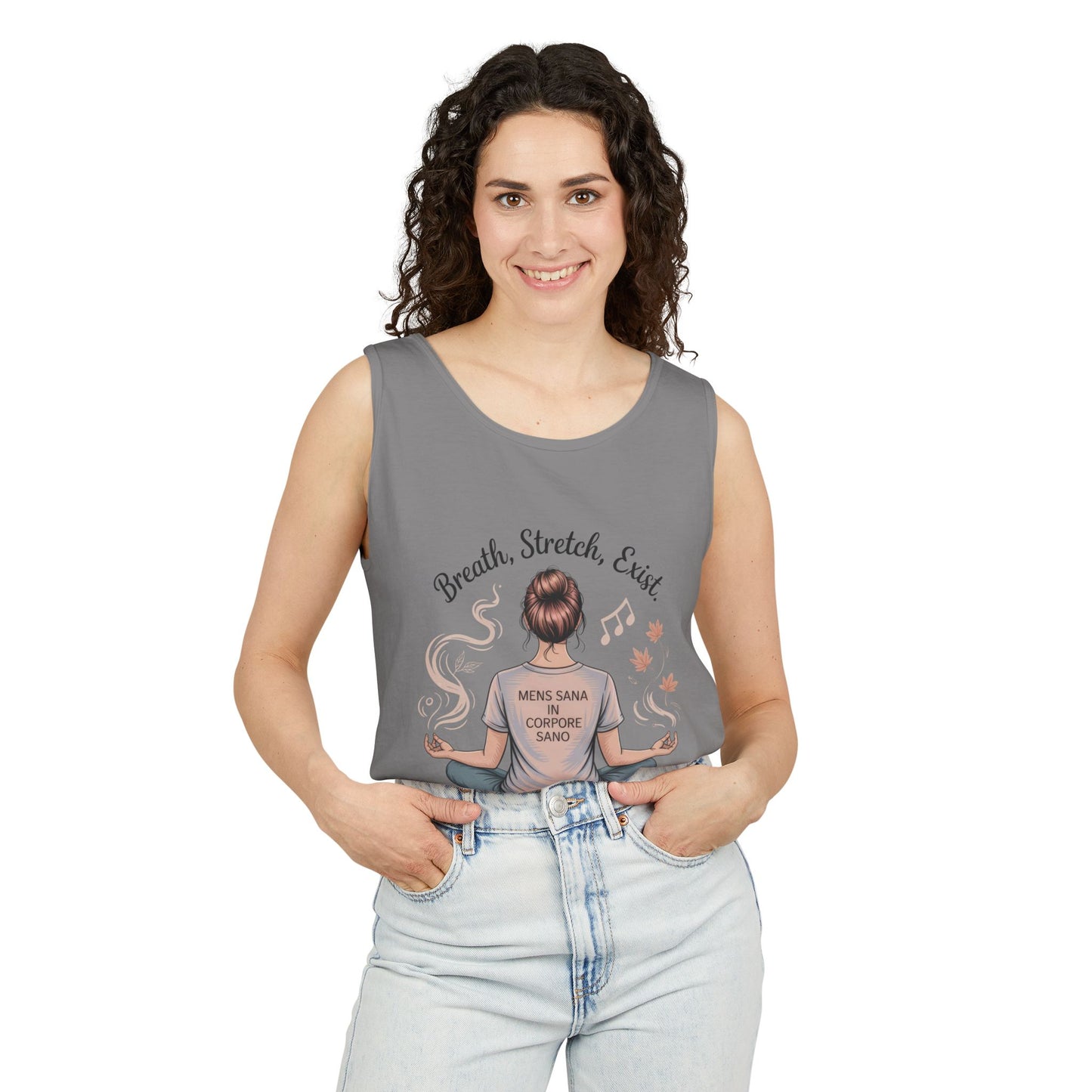 Zen Sarcastic Tank Top, Unisex Meditation Shirt, Breath Stretch Exist Tee, Yoga Apparel, Gift for Mindfulness Lovers