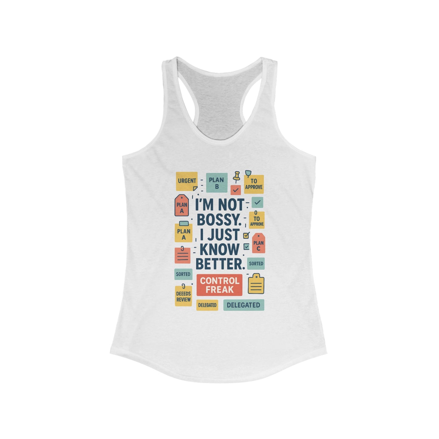 Control Freak Racerback Tank Top, Funny Women's Workout Shirt, Gift for Boss Ladies, Gym Apparel, Bold Sarcastic Tee for Her
