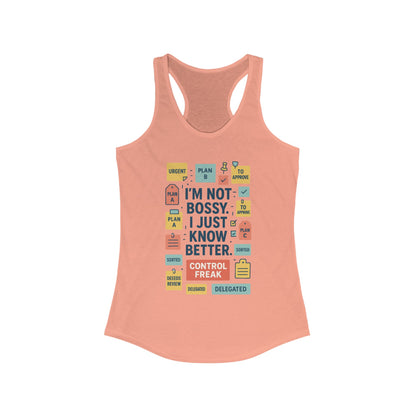 Control Freak Racerback Tank Top, Funny Women's Workout Shirt, Gift for Boss Ladies, Gym Apparel, Bold Sarcastic Tee for Her