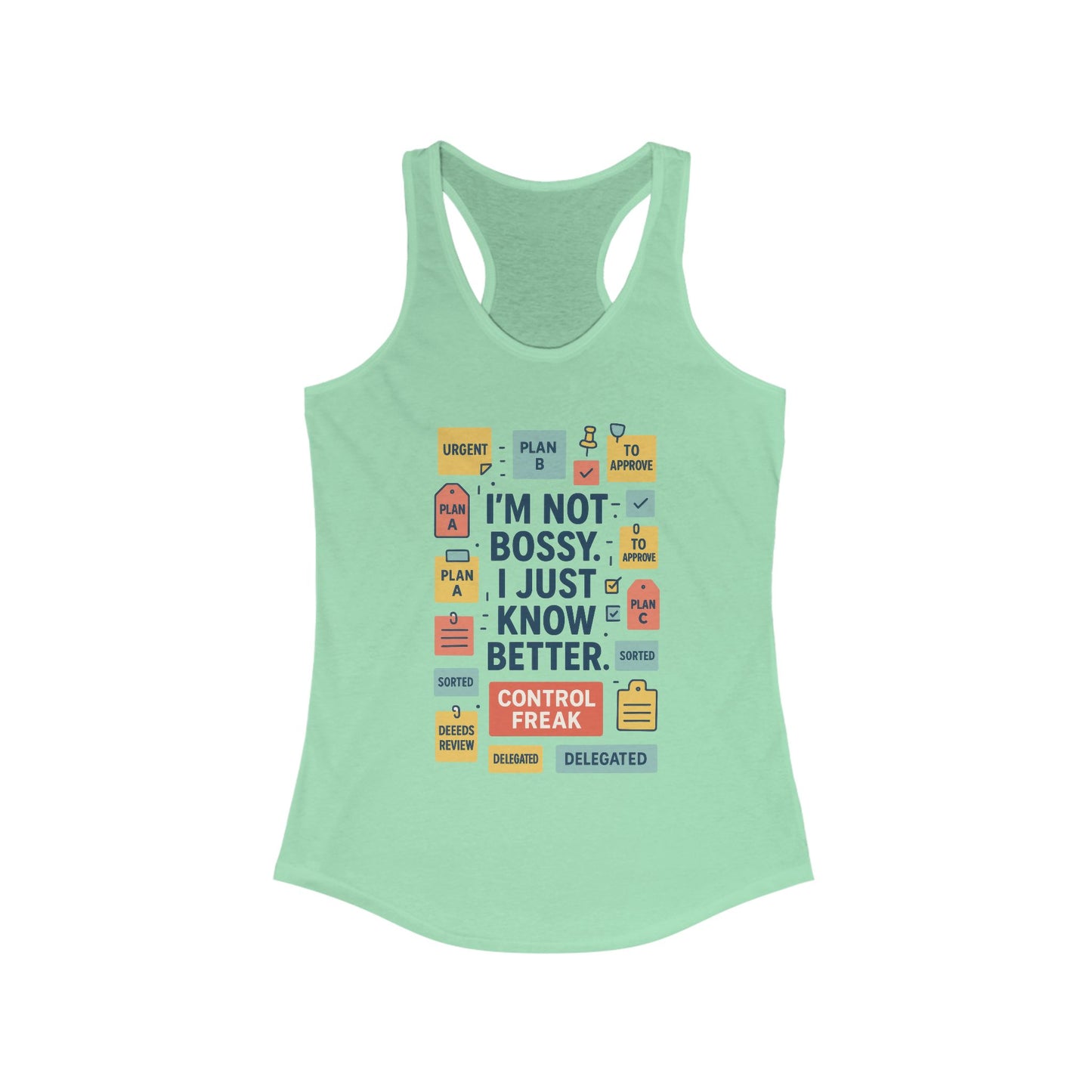 Control Freak Racerback Tank Top, Funny Women's Workout Shirt, Gift for Boss Ladies, Gym Apparel, Bold Sarcastic Tee for Her