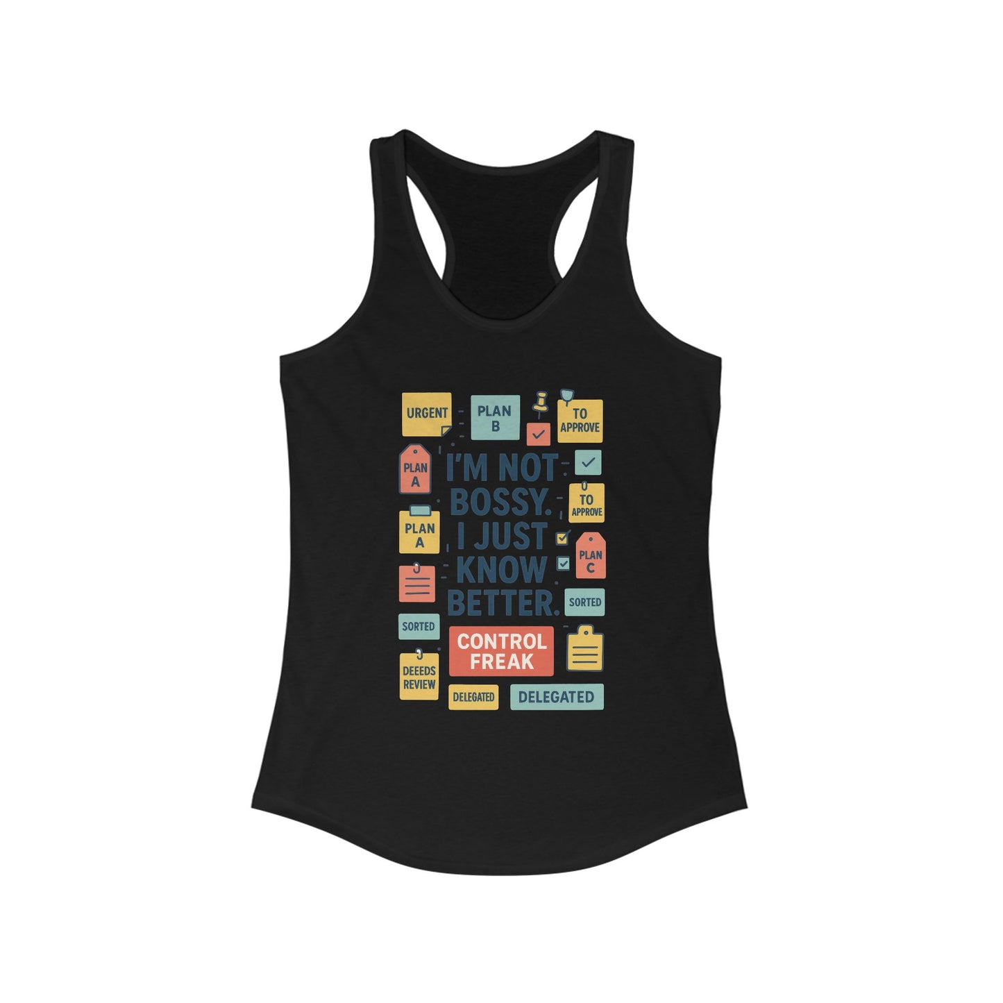 Control Freak Racerback Tank Top, Funny Women's Workout Shirt, Gift for Boss Ladies, Gym Apparel, Bold Sarcastic Tee for Her
