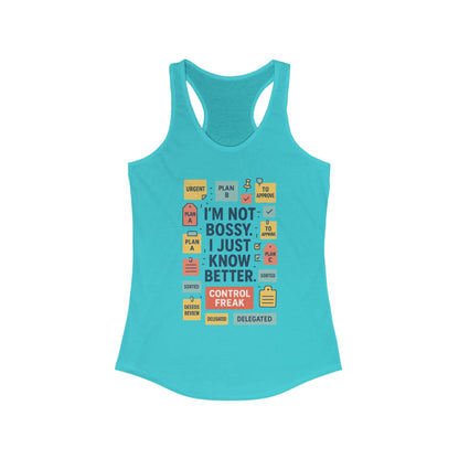 Control Freak Racerback Tank Top, Funny Women's Workout Shirt, Gift for Boss Ladies, Gym Apparel, Bold Sarcastic Tee for Her