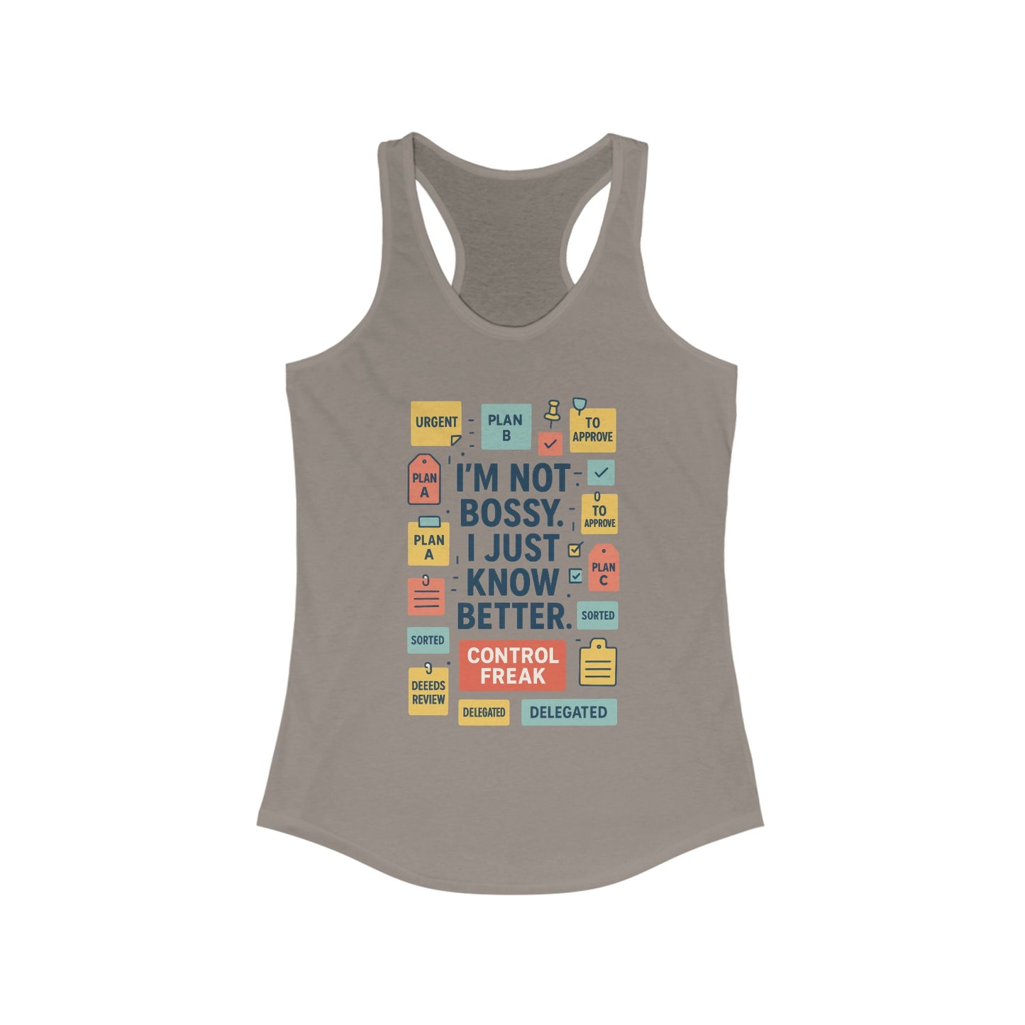 Control Freak Racerback Tank Top, Funny Women's Workout Shirt, Gift for Boss Ladies, Gym Apparel, Bold Sarcastic Tee for Her