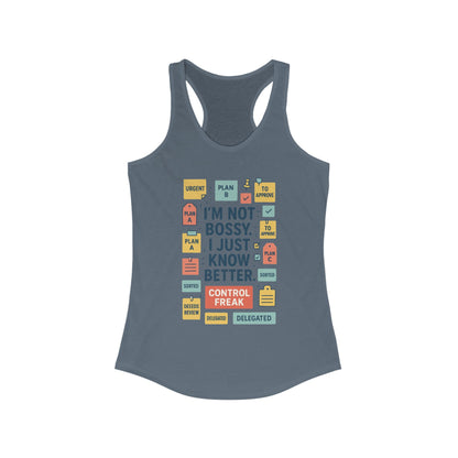 Control Freak Racerback Tank Top, Funny Women's Workout Shirt, Gift for Boss Ladies, Gym Apparel, Bold Sarcastic Tee for Her