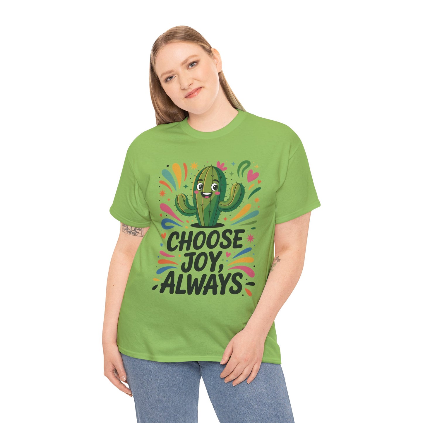 Choose Joy Always Cactus Women's Tee, Women's Casual T-Shirt, Happy Vibes Apparel, Positive Quote Shirt, Joyful Statement Tee