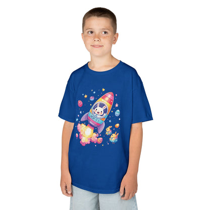 Easter Astronaut Bunny Kids T-Shirt - Cute Space Rocket Bunny with Colorful Eggs, Fun Spring Tee for Boys and Girls, Holiday Gift Idea