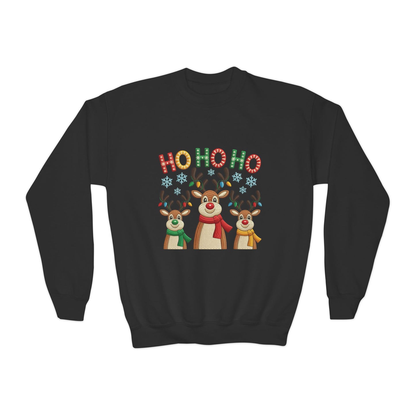 Ho Ho Ho Reindeer Sweatshirt for Girls, Cute Kids Christmas Pullover