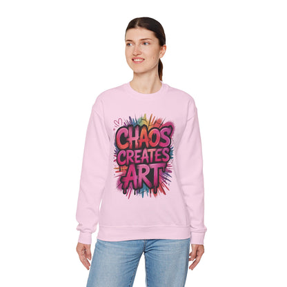 Women's Heavy Blend™ Crewneck Sweatshirt, Chaos Creates Art Graffiti Sweatshirt, Streetwear Sweatshirt
