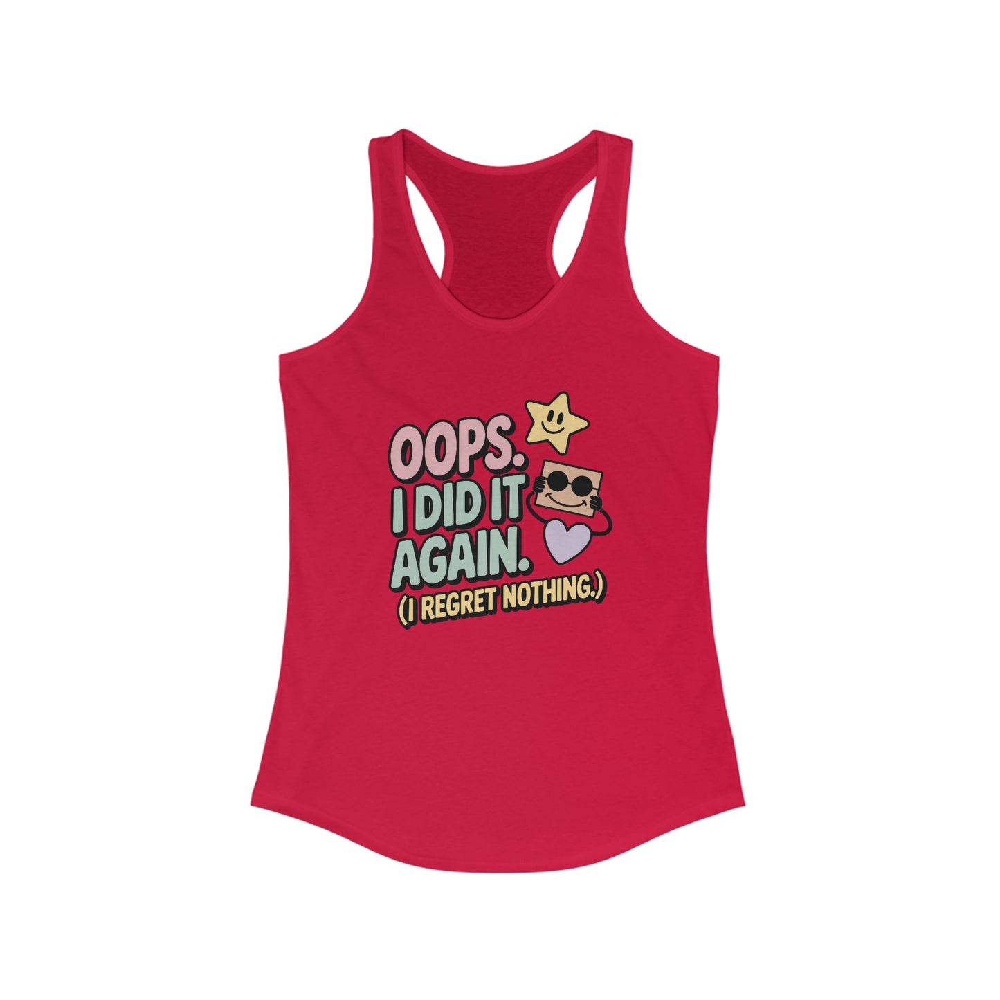 Oops I Did It Again Racerback Tank Top, Fun Summer Top, Gift for Music Lovers, Trendy Workout Shirt, Casual Beach Wear, Perfect for Parties