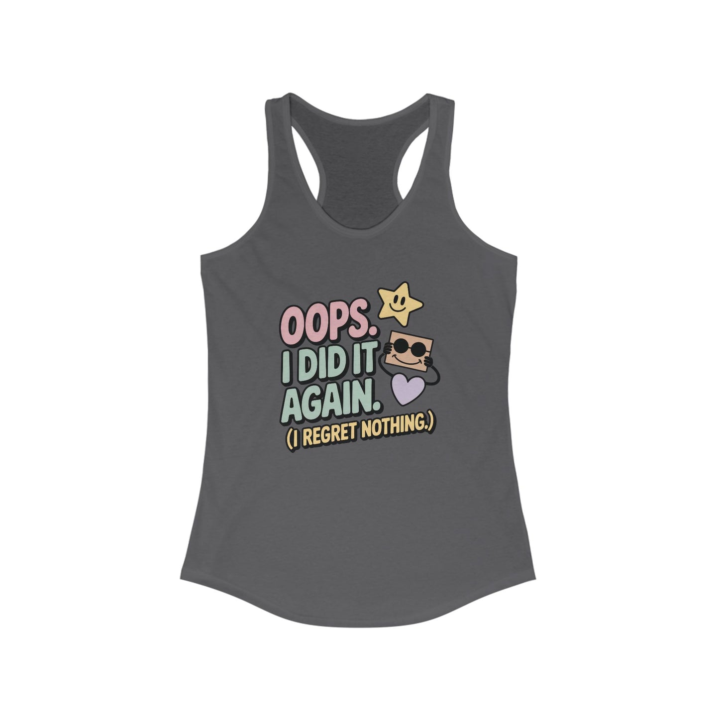 Oops I Did It Again Racerback Tank Top, Fun Summer Top, Gift for Music Lovers, Trendy Workout Shirt, Casual Beach Wear, Perfect for Parties