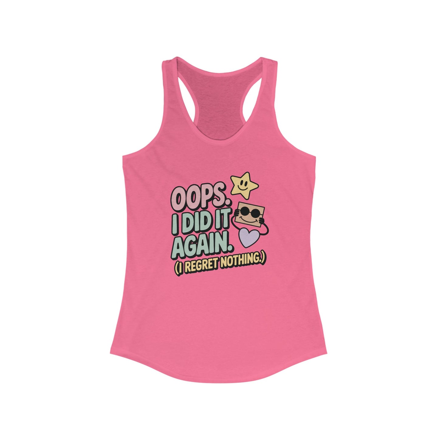 Oops I Did It Again Racerback Tank Top, Fun Summer Top, Gift for Music Lovers, Trendy Workout Shirt, Casual Beach Wear, Perfect for Parties