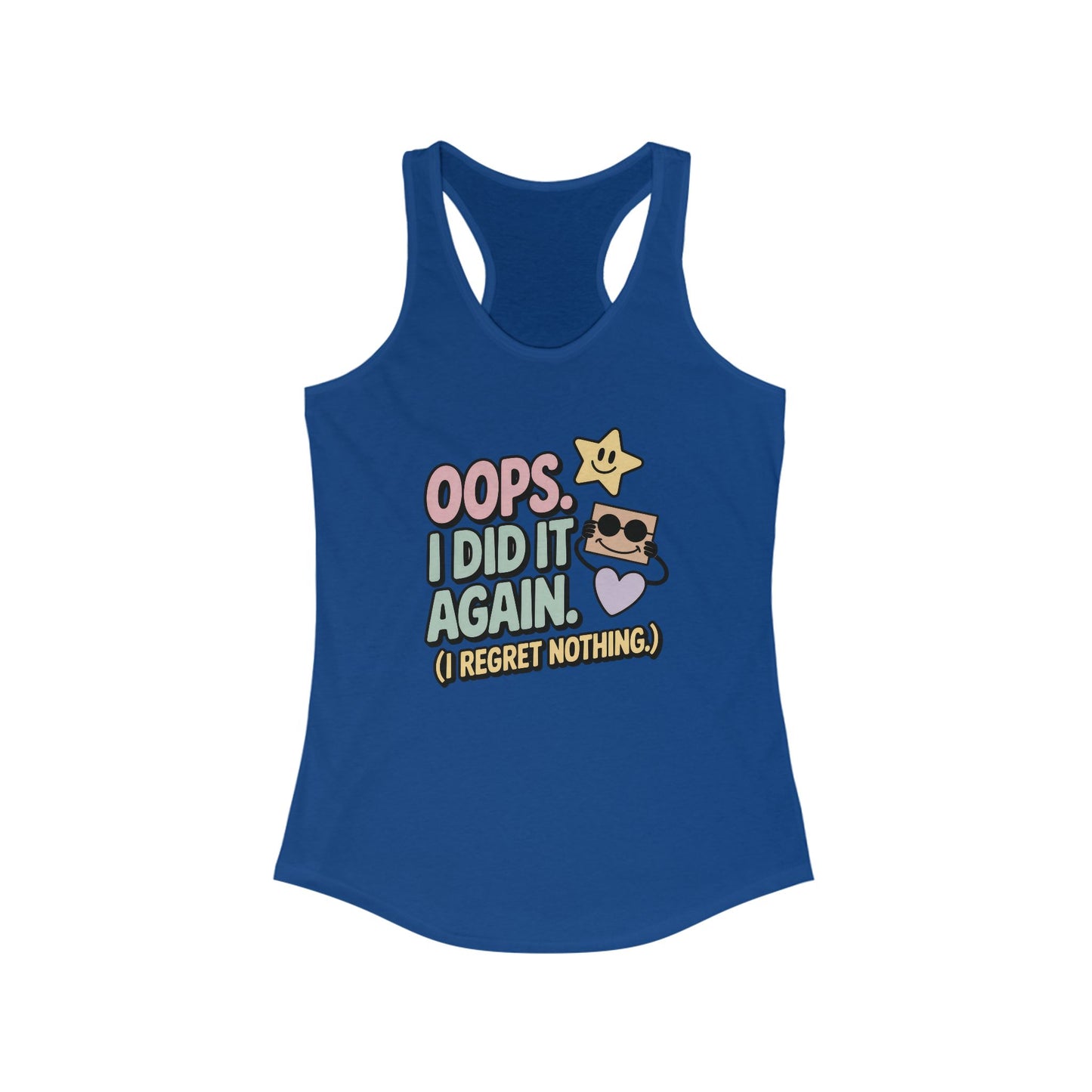 Oops I Did It Again Racerback Tank Top, Fun Summer Top, Gift for Music Lovers, Trendy Workout Shirt, Casual Beach Wear, Perfect for Parties