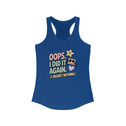 Oops I Did It Again Racerback Tank Top, Fun Summer Top, Gift for Music Lovers, Trendy Workout Shirt, Casual Beach Wear, Perfect for Parties