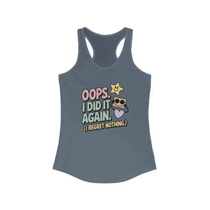 Oops I Did It Again Racerback Tank Top, Fun Summer Top, Gift for Music Lovers, Trendy Workout Shirt, Casual Beach Wear, Perfect for Parties