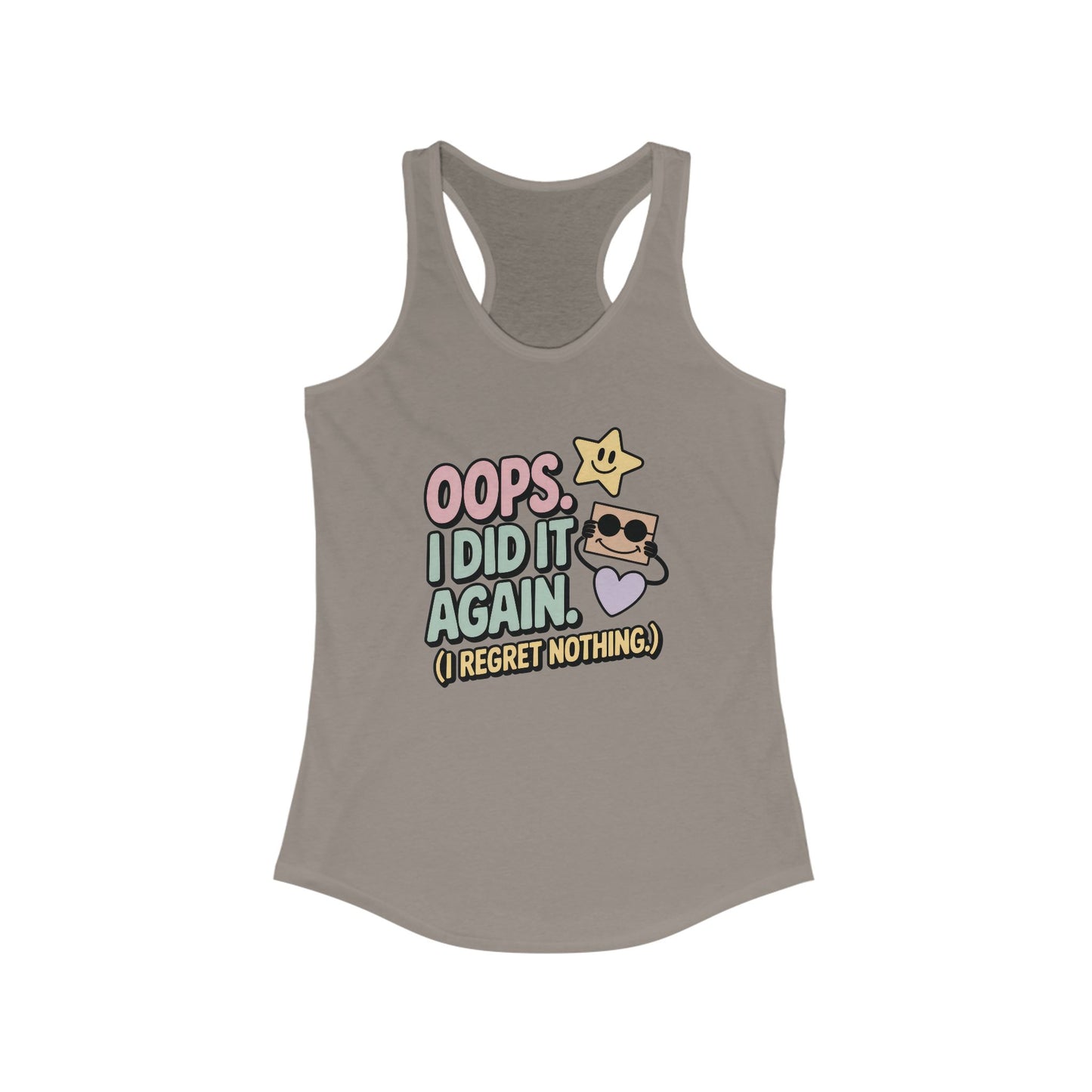 Oops I Did It Again Racerback Tank Top, Fun Summer Top, Gift for Music Lovers, Trendy Workout Shirt, Casual Beach Wear, Perfect for Parties