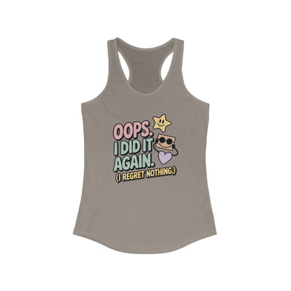 Oops I Did It Again Racerback Tank Top, Fun Summer Top, Gift for Music Lovers, Trendy Workout Shirt, Casual Beach Wear, Perfect for Parties