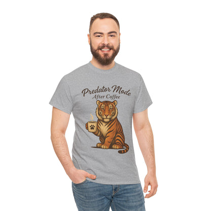 Predator Mode After Coffee Tiger Shirt, Funny Coffee Lover Tee, Mens Caffeine Graphic Tee, Morning Motivation Tiger Shirt,Coffee Addict Gift