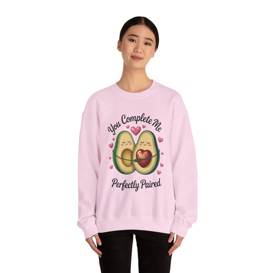 Cute Avocado Love Crewneck Sweatshirt, Sweatshirt for Couples, Perfect Gift for Valentines Day, Cozy Apparel, Avocado Lover Gift