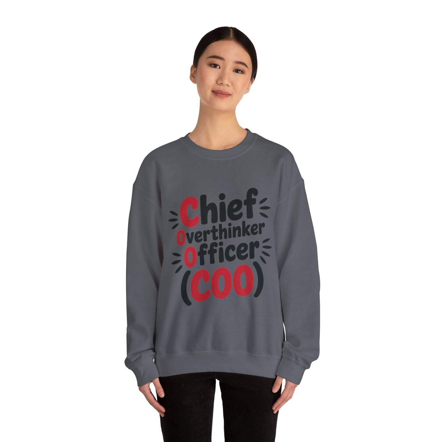 Chief Overthinker Officer Women's Sweatshirt, COO Funny Office Humor Graphic Pullover, Women's Heavy Blend™ Crewneck Sweatshirt