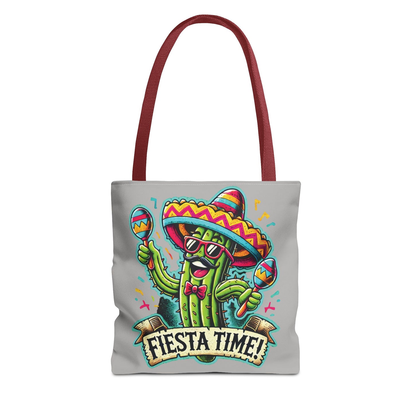 Fiesta Time Cactus Tote Bag, Funny Mexican Party Gift, Sombrero Maracas Print, Cinco de Mayo Bag, Summer Festival Tote, Beach Bag, Shopping