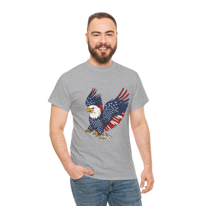 Patriotic Eagle Tee | Unisex Heavy Cotton T-Shirt for Independence Day, Memorial Day, Veterans Day, Gift for Nature Lovers, Casual Wear