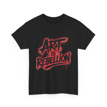 Men's Heavy Cotton Tee, Art Is Rebellion Men's T-Shirt, Graffiti Street Art Graphic Tee, Urban Skate Punk Style Shirt