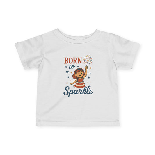 4th of July Baby Girl Tee, Born to Sparkle, Patriotic Toddler Tee, Independence Day Outfit for Girls