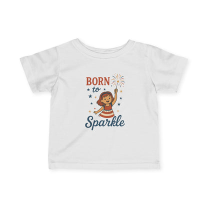 4th of July Baby Girl Tee, Born to Sparkle, Patriotic Toddler Tee, Independence Day Outfit for Girls