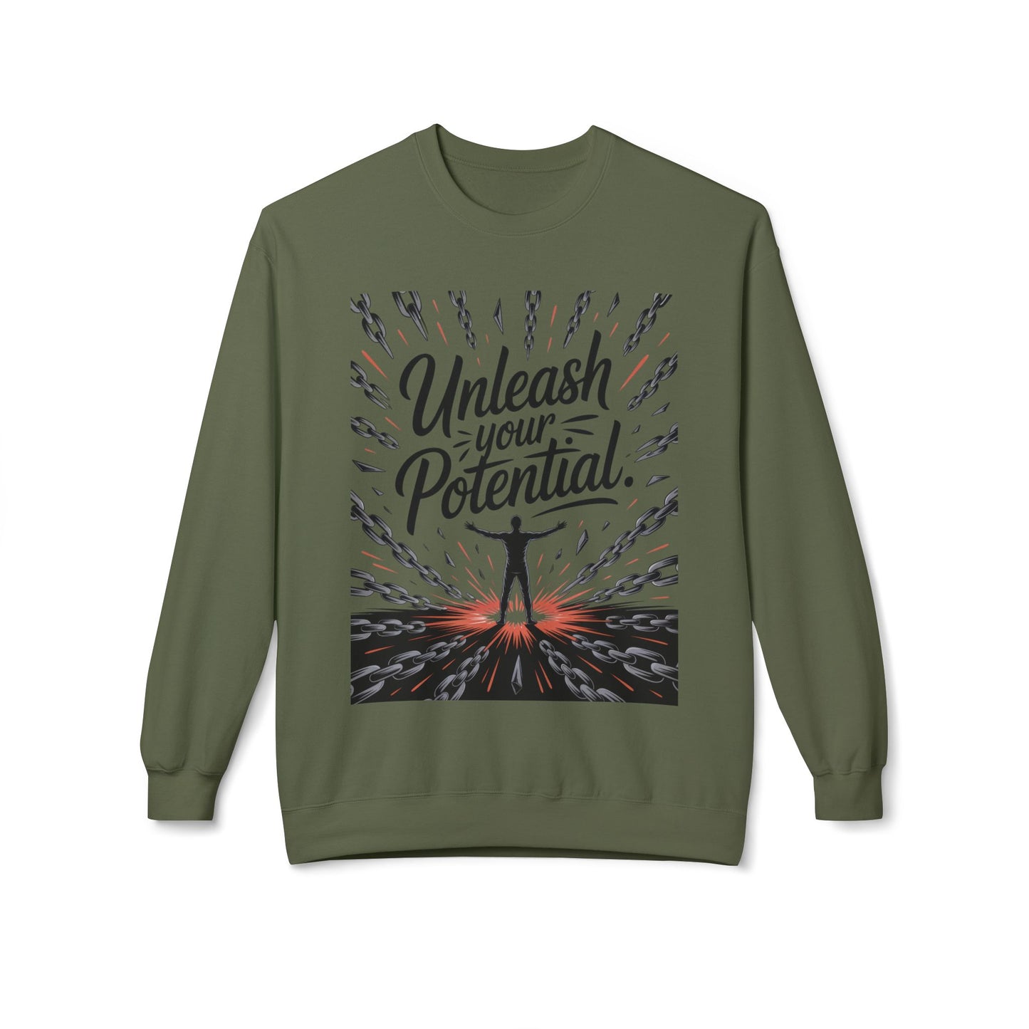 Unleash Your Potential Men's Sweatshirt, Motivational Crewneck, Inspirational Gift For Men, Gift for Graduates, Personal Growth Apparel
