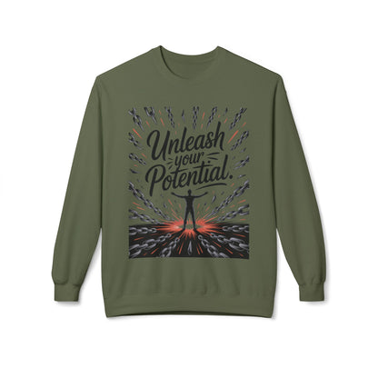 Unleash Your Potential Men's Sweatshirt, Motivational Crewneck, Inspirational Gift For Men, Gift for Graduates, Personal Growth Apparel