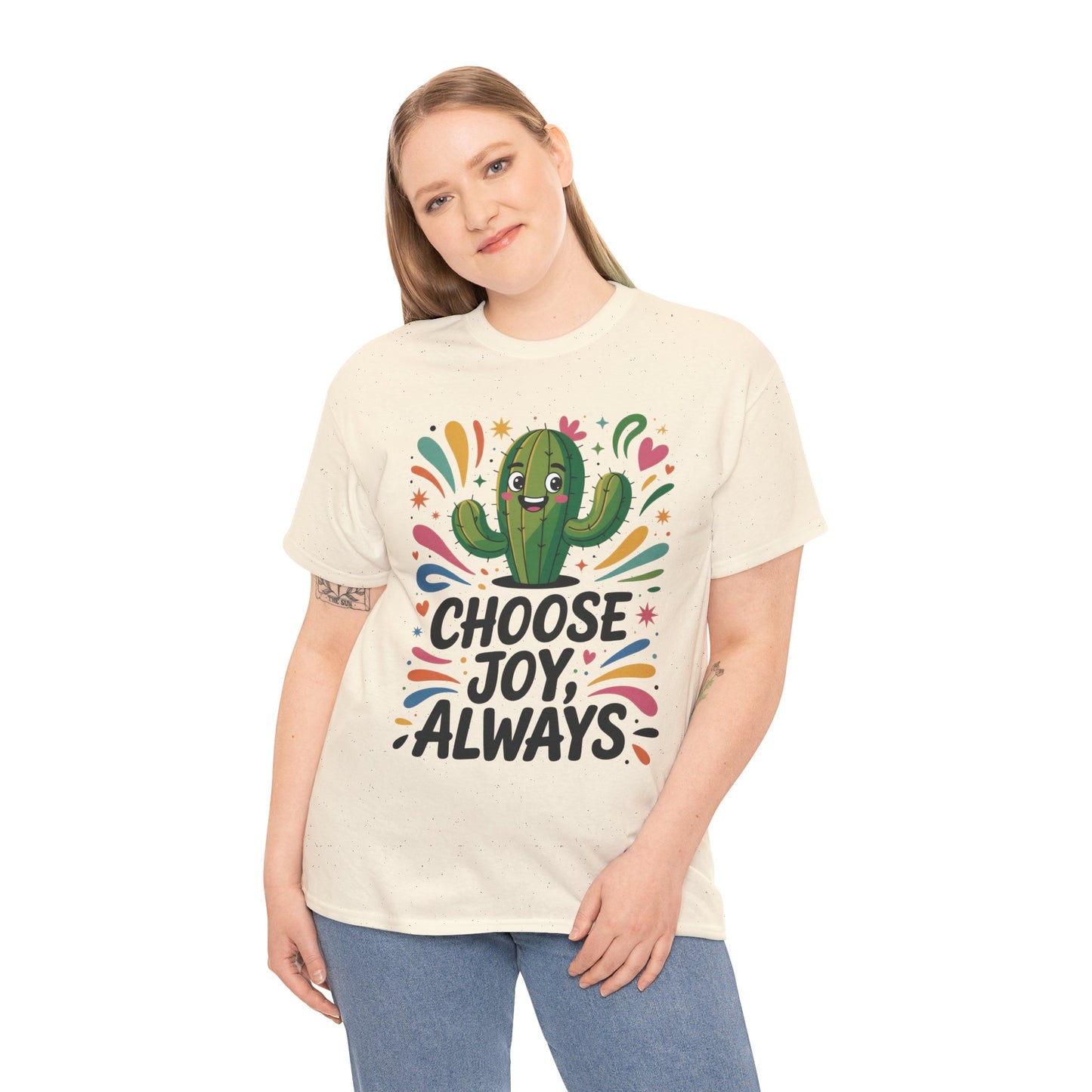 Choose Joy Always Cactus Women's Tee, Women's Casual T-Shirt, Happy Vibes Apparel, Positive Quote Shirt, Joyful Statement Tee