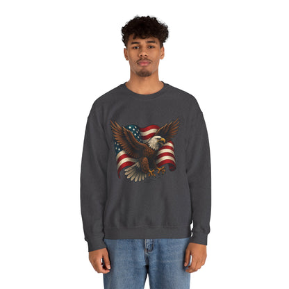 Patriotic Eagle Sweatshirt - Unisex Crewneck, USA Flag Apparel, Memorial Day, Veteran's Day, Independence Day, Gift for Patriots