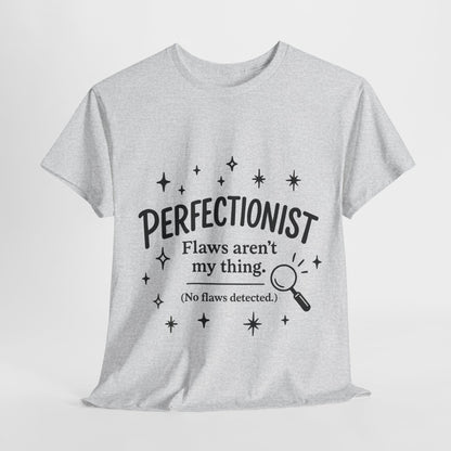 Funny Perfectionist T-Shirt for Women, No Flaws Detected Graphic Tee, Minimalist Humor Shirt, Gift for OCD, Flawless Queen