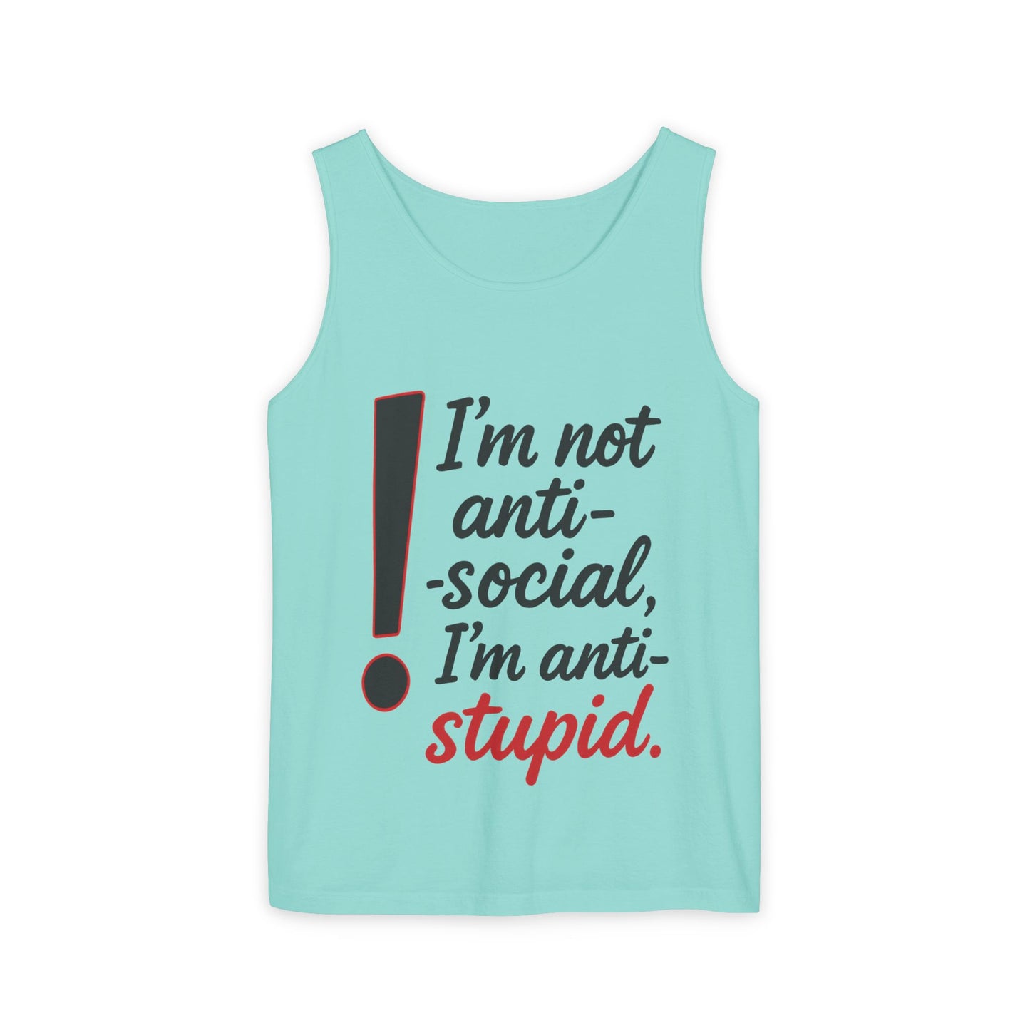 Snarky Anti-Social Mens Tank Top, Funny Summer Apparel, Mens Gift, Beachwear, Humorous Mens Tee, Graphic Tee for Introverts & Thinkers