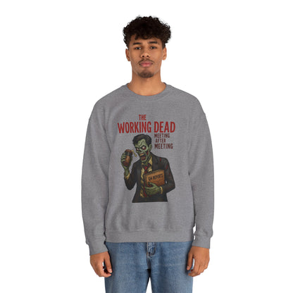 The Working Dead Men's Funny Zombie Sweatshirt, Office Humor Crewneck, Halloween Work Top