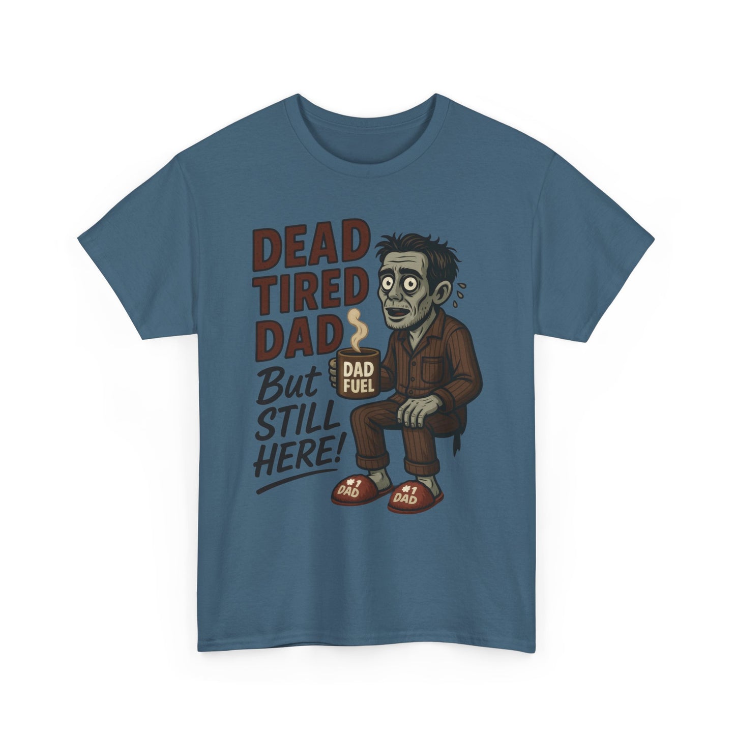 Dead Tired Dad Funny Zombie Coffee Men's T-Shirt, Father's Day Gift for Men, Dad Fuel Graphic Tee, Halloween Dad Tee