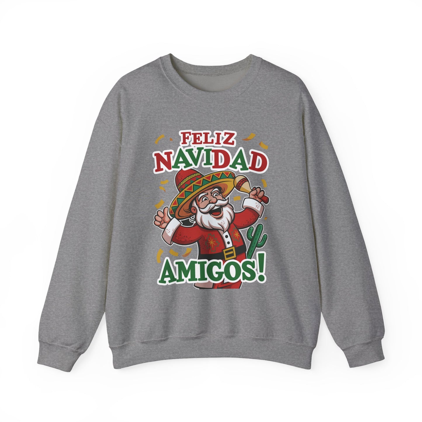 Feliz Navidad Amigos Sweatshirt, Funny Mexican Santa Christmas Jumper, Latin Holiday Fiesta Pullover
