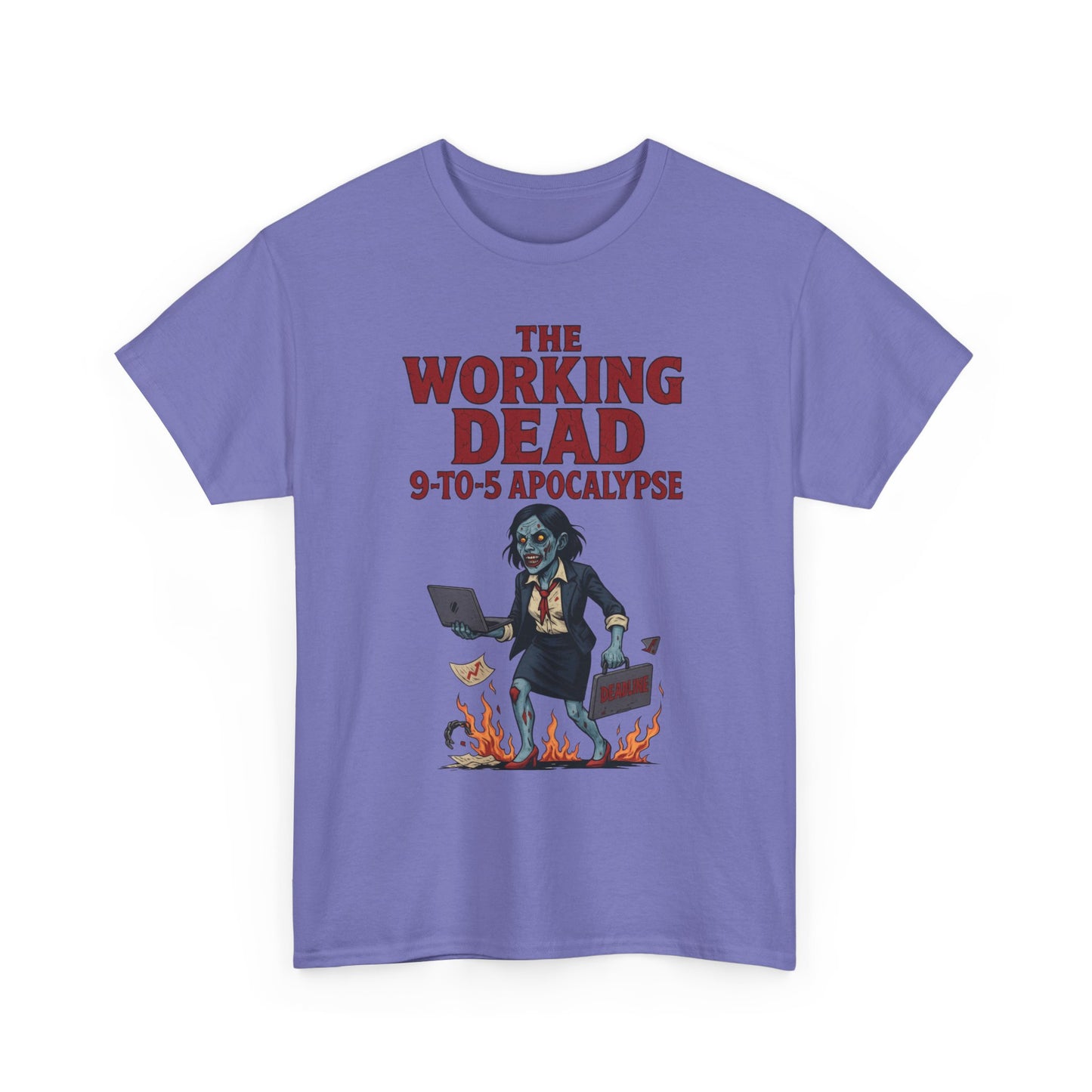 The Working Dead 9-to-5 Apocalypse Women's T-Shirt, Horror Office Zombie Top, Halloween Office Humor