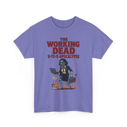 The Working Dead 9-to-5 Apocalypse Women's T-Shirt, Horror Office Zombie Top, Halloween Office Humor