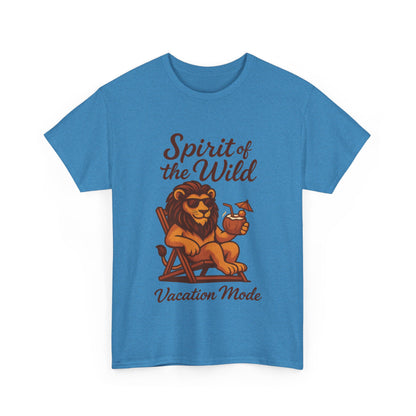 Spirit of the Wild Lion Shirt for Men - Vacation Mode Funny Summer Tee - Relaxed Jungle King Graphic, Vacation Mode, Perfect for Vacations