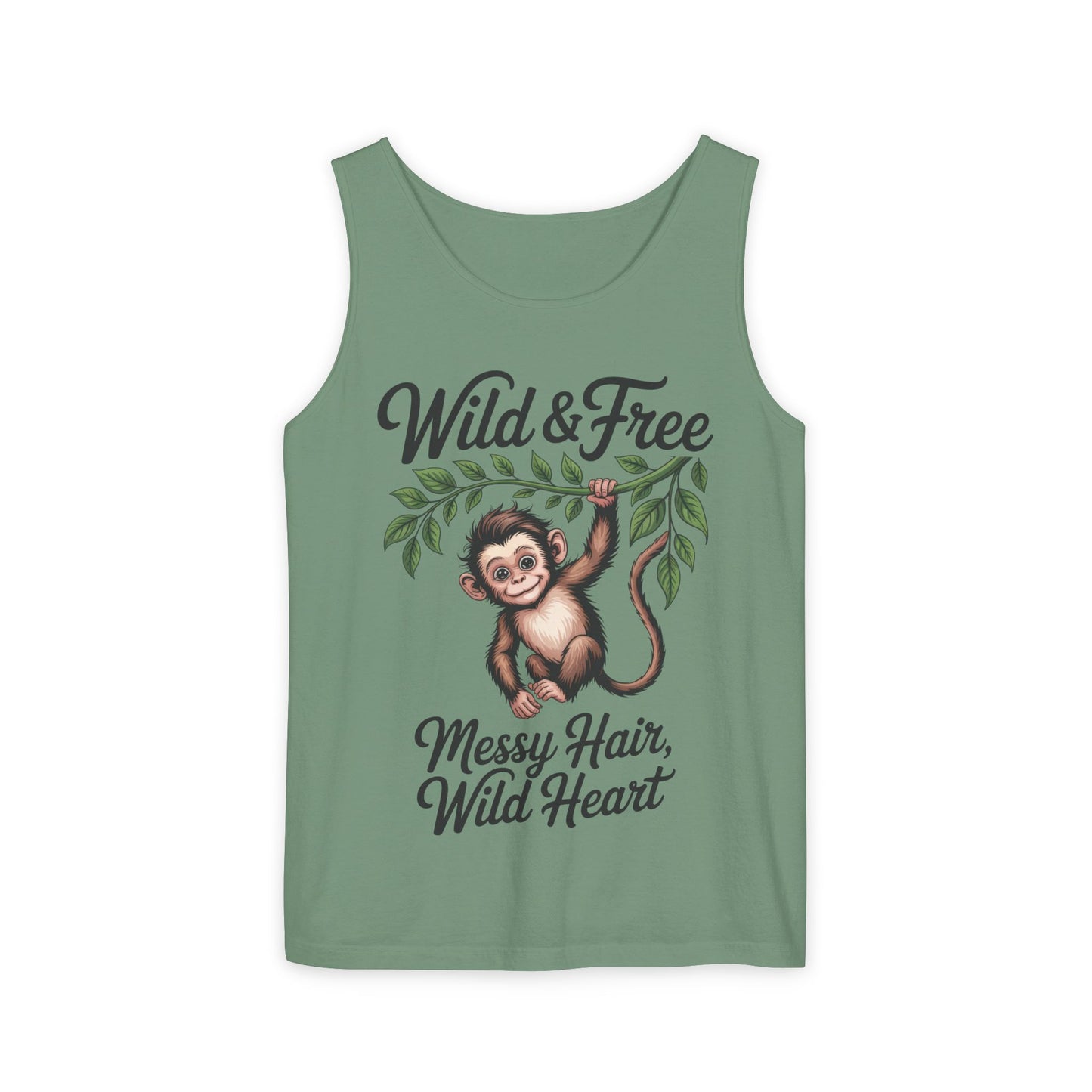 Wild & Free Monkey Tank Top, Messy Hair Wild Heart Womens Tank, Cute Jungle Animal Shirt, Boho Adventure Tank, Fun Nature Lover Gift