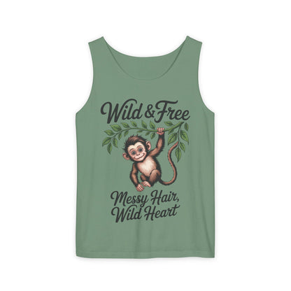 Wild & Free Monkey Tank Top, Messy Hair Wild Heart Womens Tank, Cute Jungle Animal Shirt, Boho Adventure Tank, Fun Nature Lover Gift