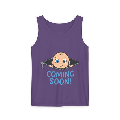 Coming Soon Maternity Tank Top, Cute Baby Boy Pregnancy Announcement Tee, Funny Expecting Mom Gift, Gender Reveal Tee, Baby Shower Top