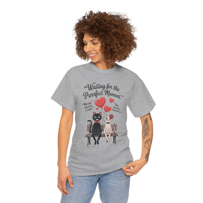 Cute Cat Lovers Tee, Womens Heavy Cotton Tee for Pet Owners, Funny Cat Shirt, Gift for Cat Lovers, Casual T-Shirt, Animal Art Tee