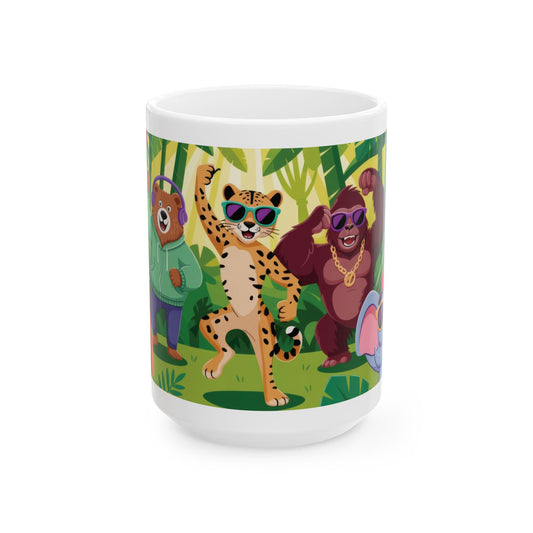 Vibrant Jungle Friends Mug - Fun Drinkware for Animal Lovers, Coffee Tea Mug, Gift for Kids, Birthday Party Favor, Nature Decor